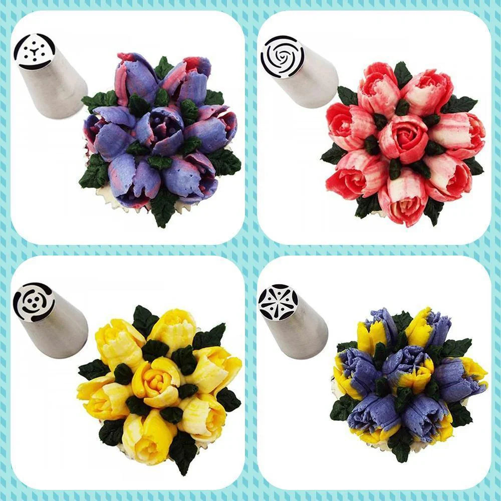 Juego de Boquillas de Acero Inoxidable para Decoración Creativa de Tartas (13 Piezas)