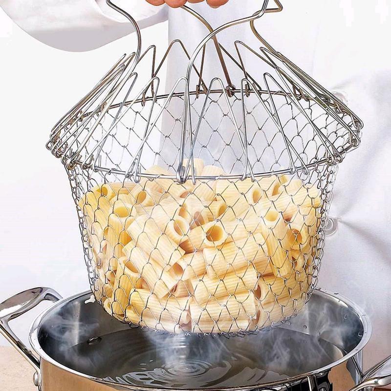 Canasta Coladora Flexible de Acero Inoxidable para Cocinar y Freír