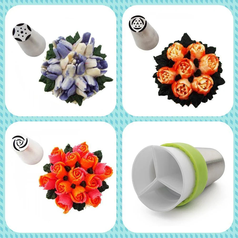 Juego de Boquillas de Acero Inoxidable para Decoración Creativa de Tartas (13 Piezas)