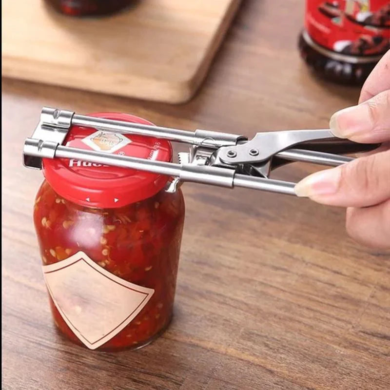 Abridor de Latas de Acero Inoxidable Ajustable para Diferentes Tamaños