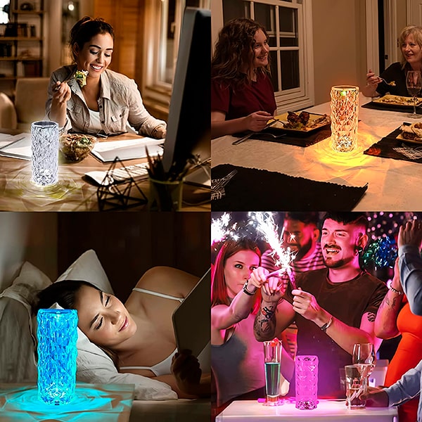 Luz de Cristal Elegante con 3 Colores