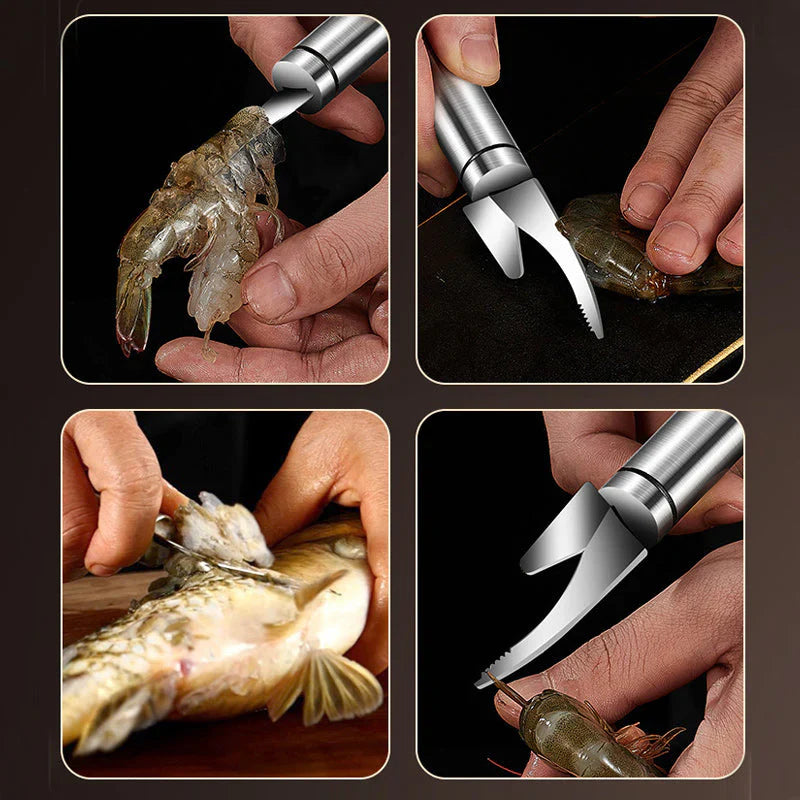 Cuchillo 5 en 1 para la Preparación de Gambas y Pescado