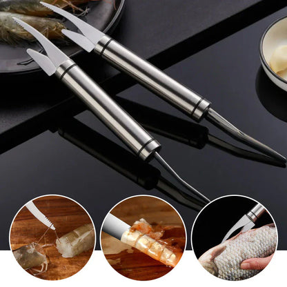 Cuchillo 5 en 1 para la Preparación de Gambas y Pescado