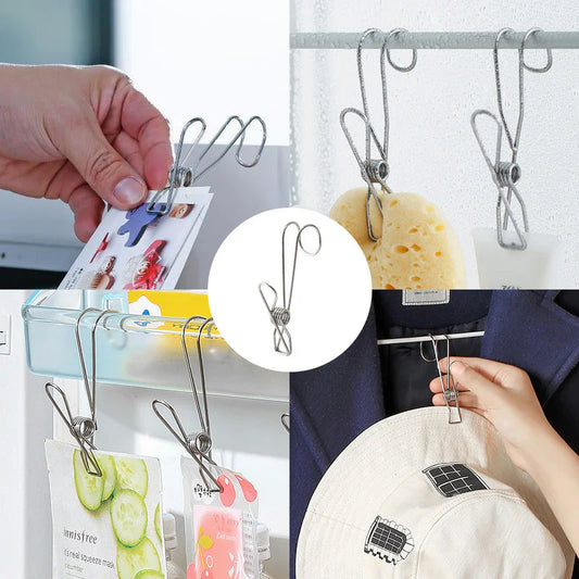 Pinzas de Gancho de Acero Inoxidable para Aplicaciones Versátiles (10 Piezas)