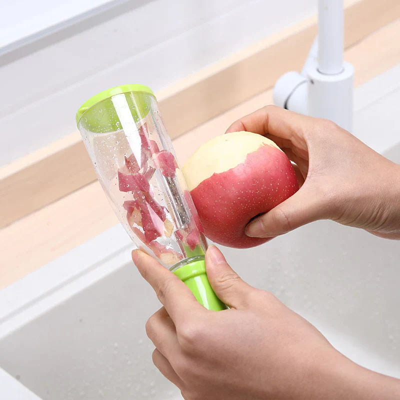 Práctico Pelador de Verduras y Frutas con Recipiente